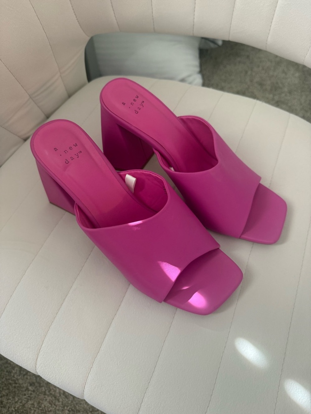 a new day Hot Pink Block Heel Slide Mules